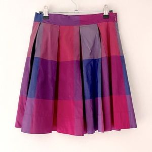 Kate Hill Purple Checker Box Pleated Circle Skirt